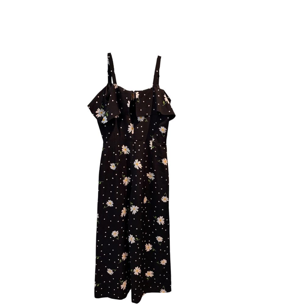 Karl Lagerfeld Paris Daisy & Polka Dot Cold-Shoulder Jumpsuit - Picture 2 of 5